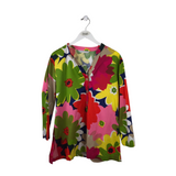 TRINA TURK FLORAL 3/4 SLEEVE DESIGNER TOP MULTI XLARGE
