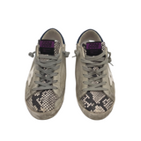 GOLDEN GOOSE SNAKE PRINT LEATHER TRAINER LUXE SHOES WHITE/BLUE 36