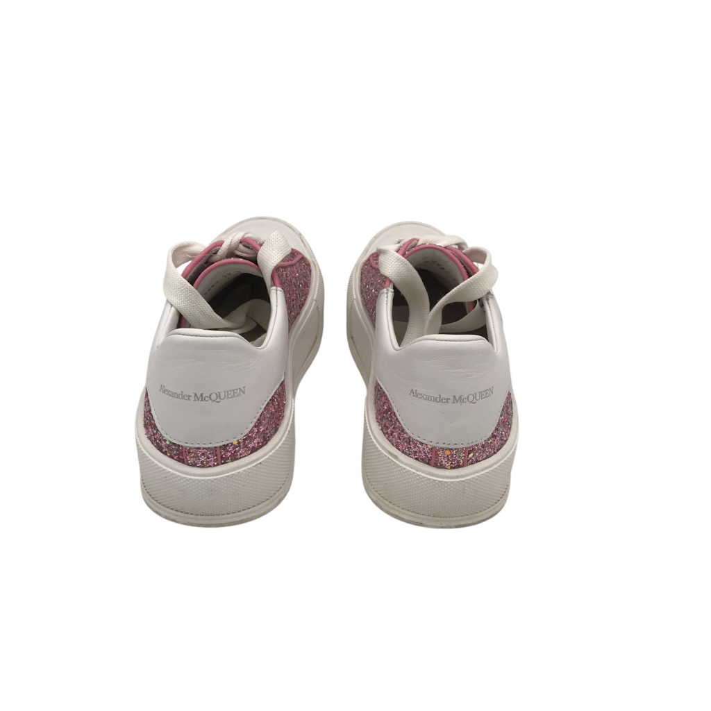 ALEXANDER McQUEEN REFLECTIVE GLITTER SNEAKER LUXE SHOES WHITE/PINK 39