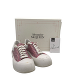 ALEXANDER McQUEEN REFLECTIVE GLITTER SNEAKER LUXE SHOES WHITE/PINK 39