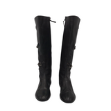 LEATHER KNEE DESIGNER BOOTS BLACK 38