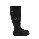 LEATHER KNEE DESIGNER BOOTS BLACK 38