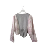 RET$318 LINEN FLORAL DESIGNER BLAZER PINK WHITE LARGE