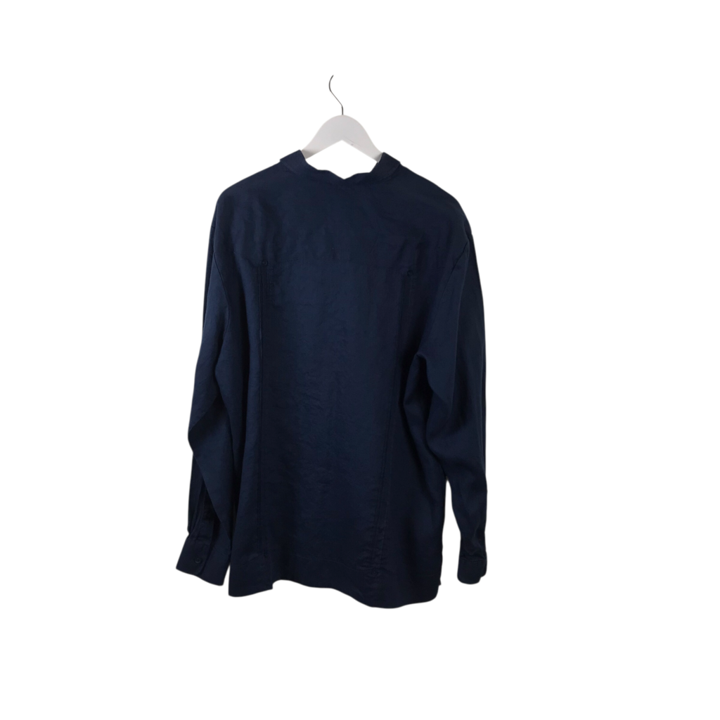 CUBAVERA LINEN LONG SLEEVE MEN SHIRT NAVY XLARGE