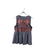ENTRO EMBROIDERED SLEEVELESS TOP BLUE RED SMALL