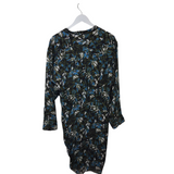 VERONICA BEARD RET$495 FLORAL LONG SLEEVE TIE WAIST DESIGNER DRESS OLIVE BLUE 12