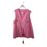 RET$148 BEADED SLEEVELESS BLOUSE PINK LARGE