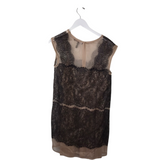 BCBGMAXAZRIA LACE SLEEVELESS DESIGNER DRESS BLACK NUDE MEDIUM