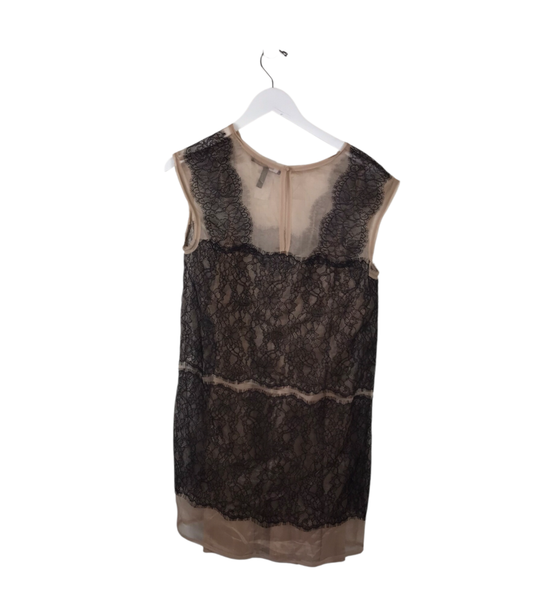 BCBGMAXAZRIA LACE SLEEVELESS DESIGNER DRESS BLACK NUDE MEDIUM