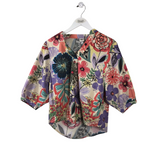 IVY JANE 3/4 SLEEVE TOP CREAM PURPLE XSMALL