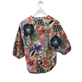 IVY JANE 3/4 SLEEVE TOP CREAM PURPLE XSMALL