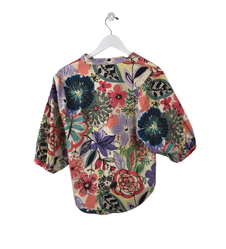 IVY JANE 3/4 SLEEVE TOP CREAM PURPLE XSMALL