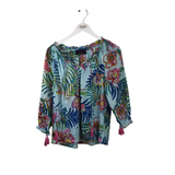 KIKI SOL 3/4 SLEEVE TOP BLUE PINK SMALL