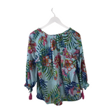KIKI SOL 3/4 SLEEVE TOP BLUE PINK SMALL