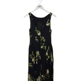 REFORMATION RET$278 FLORAL SLEEVELESS MIDI DESIGNER DRESS BLACK GREEN 2