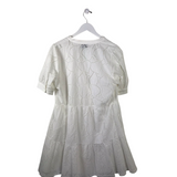 EYELET SHORT SLEEVE DESIGNER DRESS WHITE 3