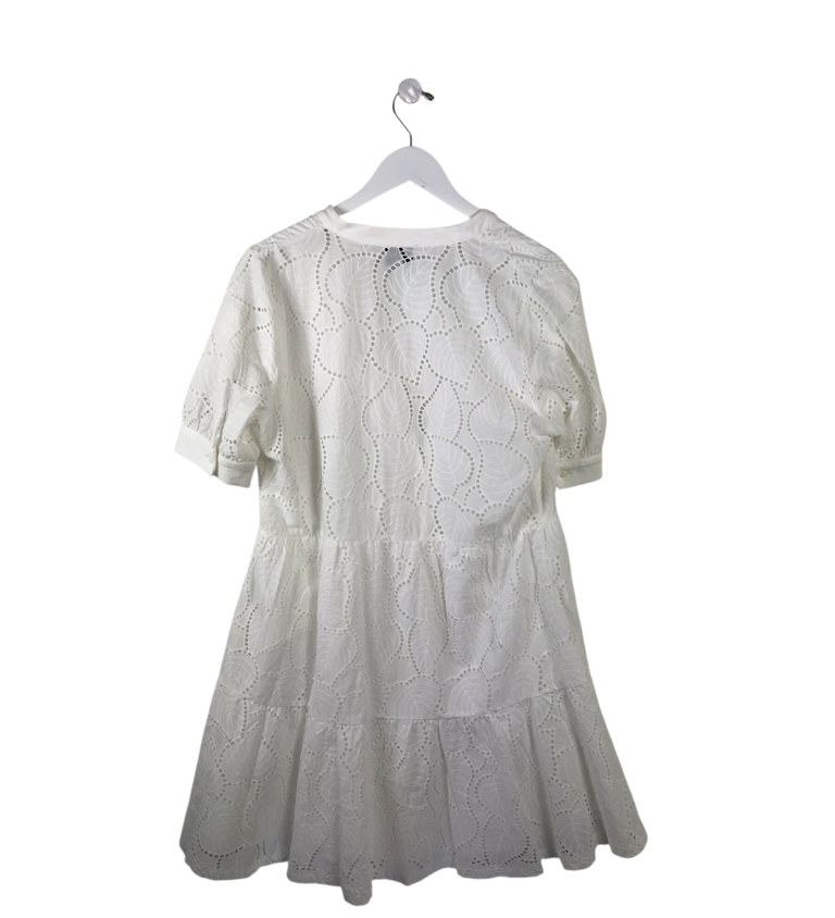 EYELET SHORT SLEEVE DESIGNER DRESS WHITE 3
