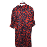 RET$525 CHERRIES 3/4 SLEEVE DESIGNER DRESS NAVY RED 8