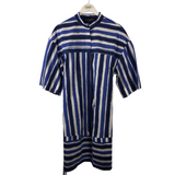 PIAZZA SEMPIONE STRIPE SHORT SLEEVE W/BELT DESIGNER DRESS BLUE WHITE MEDIUM