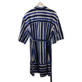 PIAZZA SEMPIONE STRIPE SHORT SLEEVE W/BELT DESIGNER DRESS BLUE WHITE MEDIUM