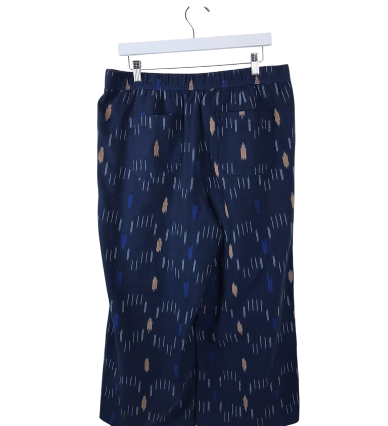 J. JILL NWT$99 PRINT WIDE LEG PANT NAVY TAN MEDIUM