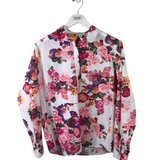 SUNDANCE NWT FLORAL LONG SLEEVE BLOUSE WHITE PINK MEDIUM