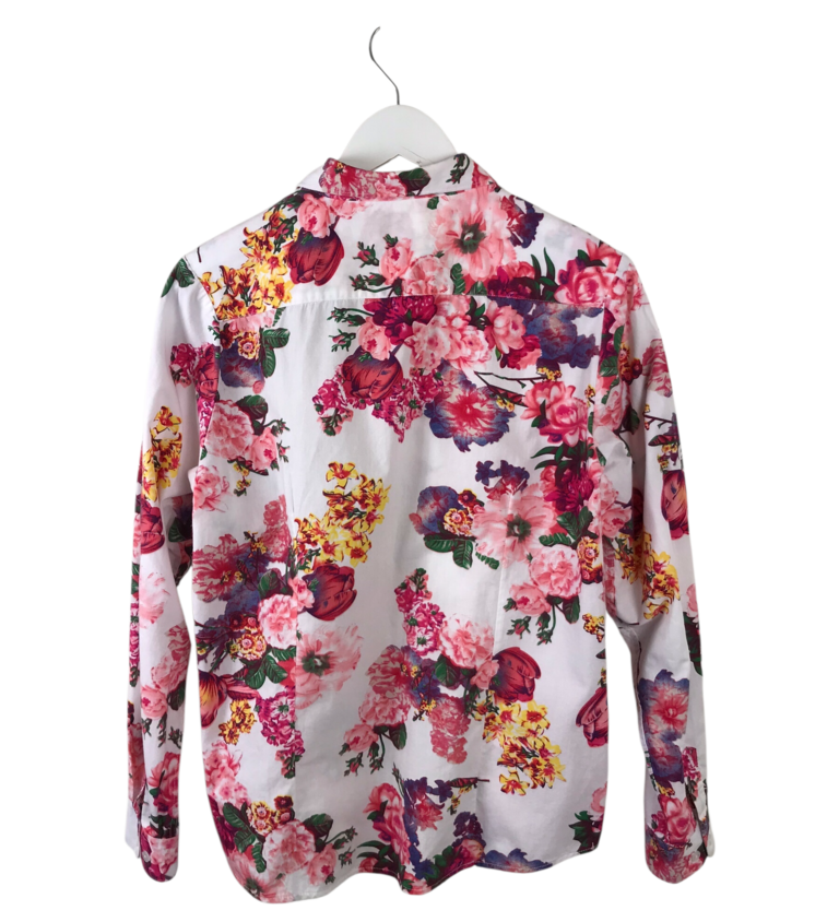 SUNDANCE NWT FLORAL LONG SLEEVE BLOUSE WHITE PINK MEDIUM