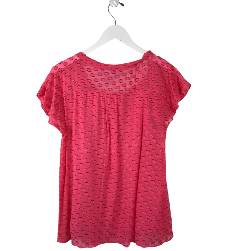 SOFT SURROUNDINGS NWT DOTS FLUTTER SLEEVE BLOUSE CORAL SMALL