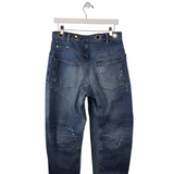 WE THE FREE PAINT SPLATTER BARREL JEANS BLUE 26