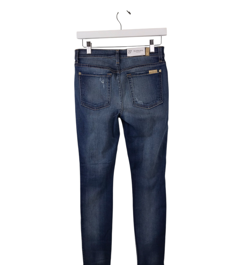 7 FOR ALL MANKIND NWT SKINNY DISTRESSED DESIGNER JEANS BLUE 27