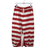 FREE PEOPLE STRIPE WIDE LEG PANT WHITE RED XSMALL