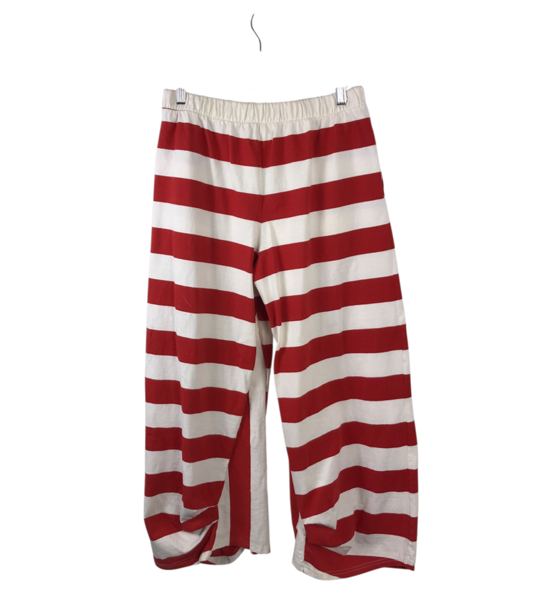 FREE PEOPLE STRIPE WIDE LEG PANT WHITE RED XSMALL