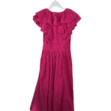 TED BAKER RET$475 EYELET MAXI RUFFLE SLEEVELESS DESIGNER DRESS HOT PINK 0