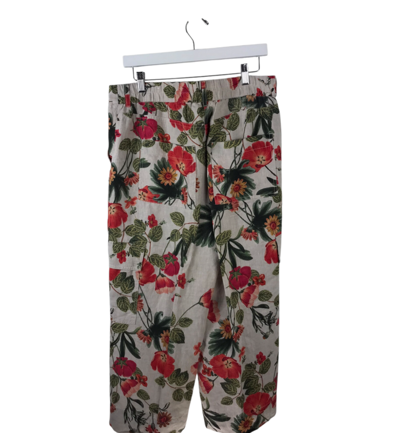 CHICO'S FLORAL LINEN WIDE LEG PANT CREAM MULTI 2