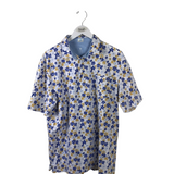 JOHNNIE - O FLORAL SHORT SLEEVE MEN SHIRT WHITE BLUE YELLOW XLARGE