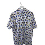 JOHNNIE - O FLORAL SHORT SLEEVE MEN SHIRT WHITE BLUE YELLOW XLARGE