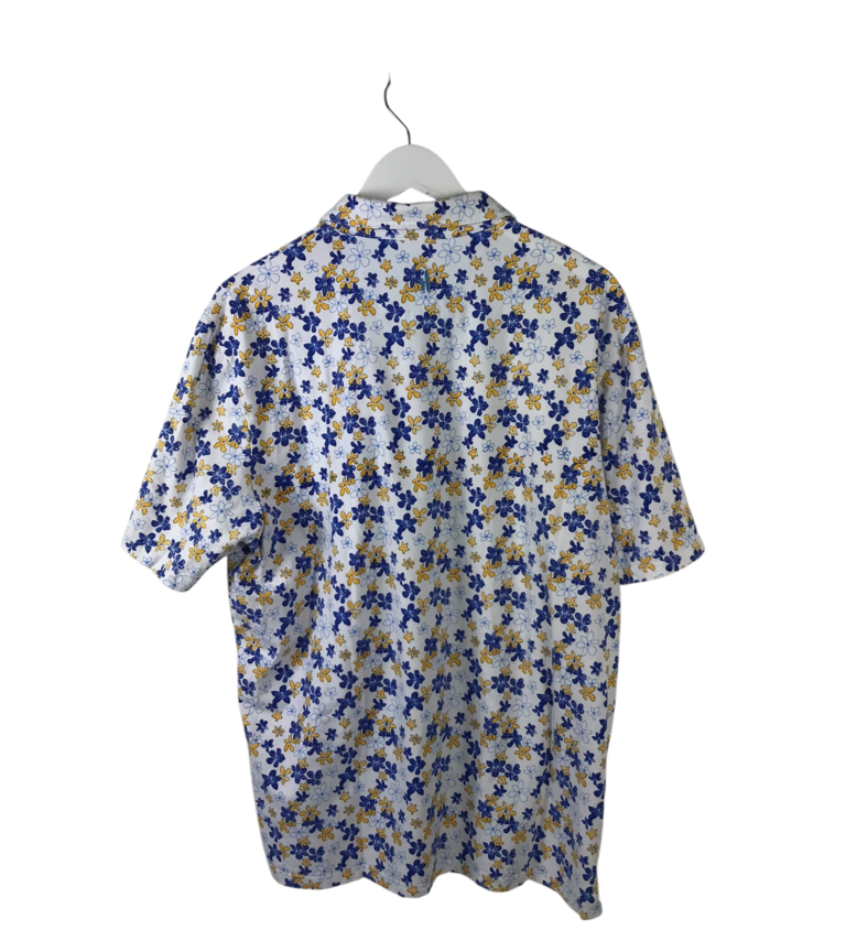 JOHNNIE - O FLORAL SHORT SLEEVE MEN SHIRT WHITE BLUE YELLOW XLARGE