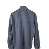 BRIONI PLAID LONG SLEEVE MEN SHIRT BLUE AQUA LARGE