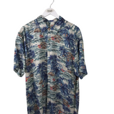 FAHERTY PRINT SHORT SLEEVE MEN SHIRT BLUE GREY XLARGE