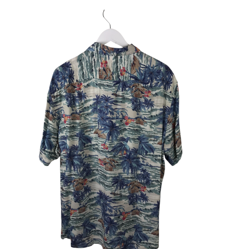 FAHERTY PRINT SHORT SLEEVE MEN SHIRT BLUE GREY XLARGE