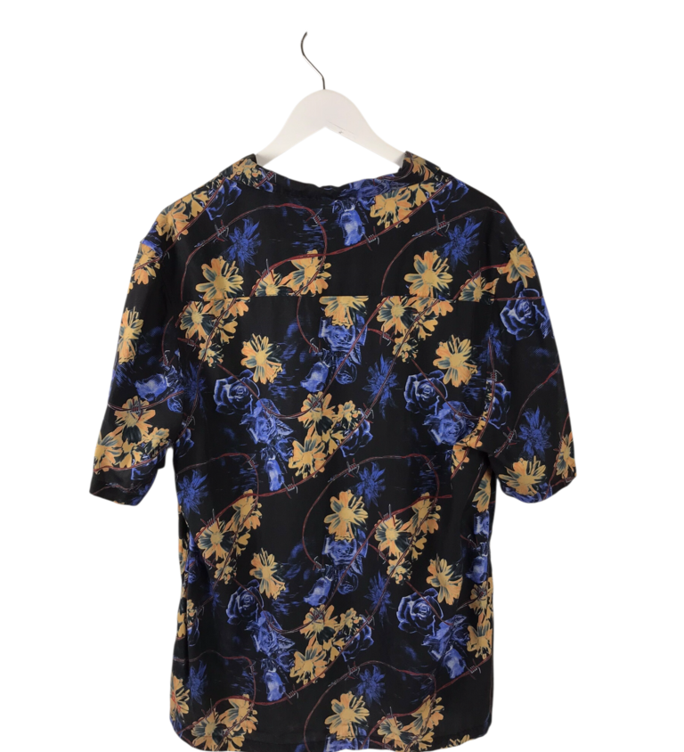 KSUBI RET$180 FLORAL SHORT SLEEVE MEN SHIRT BLACK YELLOW XLARGE