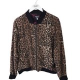 JOHNNY WAS RET$350 100% SILK BOMBER ZIP DESIGNER JACKET BLACK BROWN LARGE