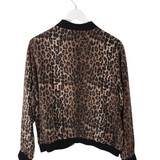 JOHNNY WAS RET$350 100% SILK BOMBER ZIP DESIGNER JACKET BLACK BROWN LARGE