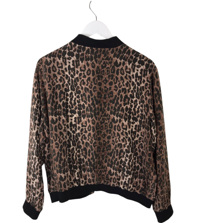 JOHNNY WAS RET$350 100% SILK BOMBER ZIP DESIGNER JACKET BLACK BROWN LARGE