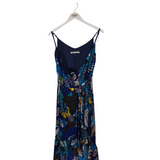 TRINA TURK RET$368 FLORAL WRAP MIDI DESIGNER DRESS BLUE WHITE 6