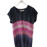 MARIE OLIVER SILK TIE DYE CAP SLEEVE DESIGNER DRESS GREY PINK SMALL
