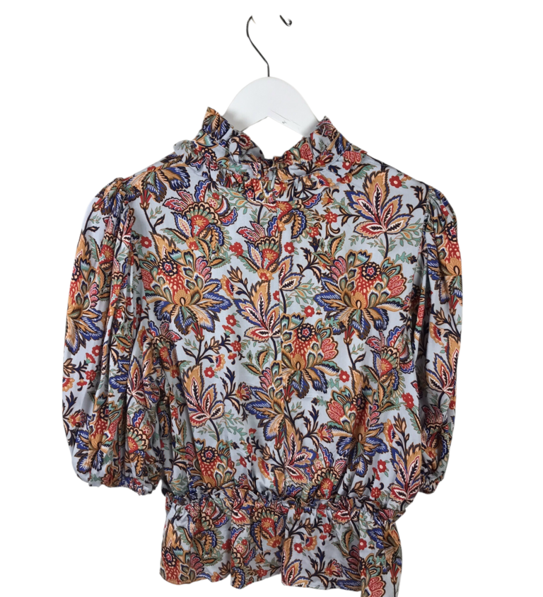 TAHARI PRINT 3/4 SLEEVE TOP SKY MULTI SMALL