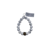 NWT$32 10MM BEADED BRACELET WHITE BRONZE
