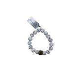 NWT$32 10MM BEADED BRACELET WHITE BRONZE