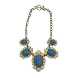 ANN TAYLOR TURQUOISE CABOCHON NECKLACE BLUE GOLD